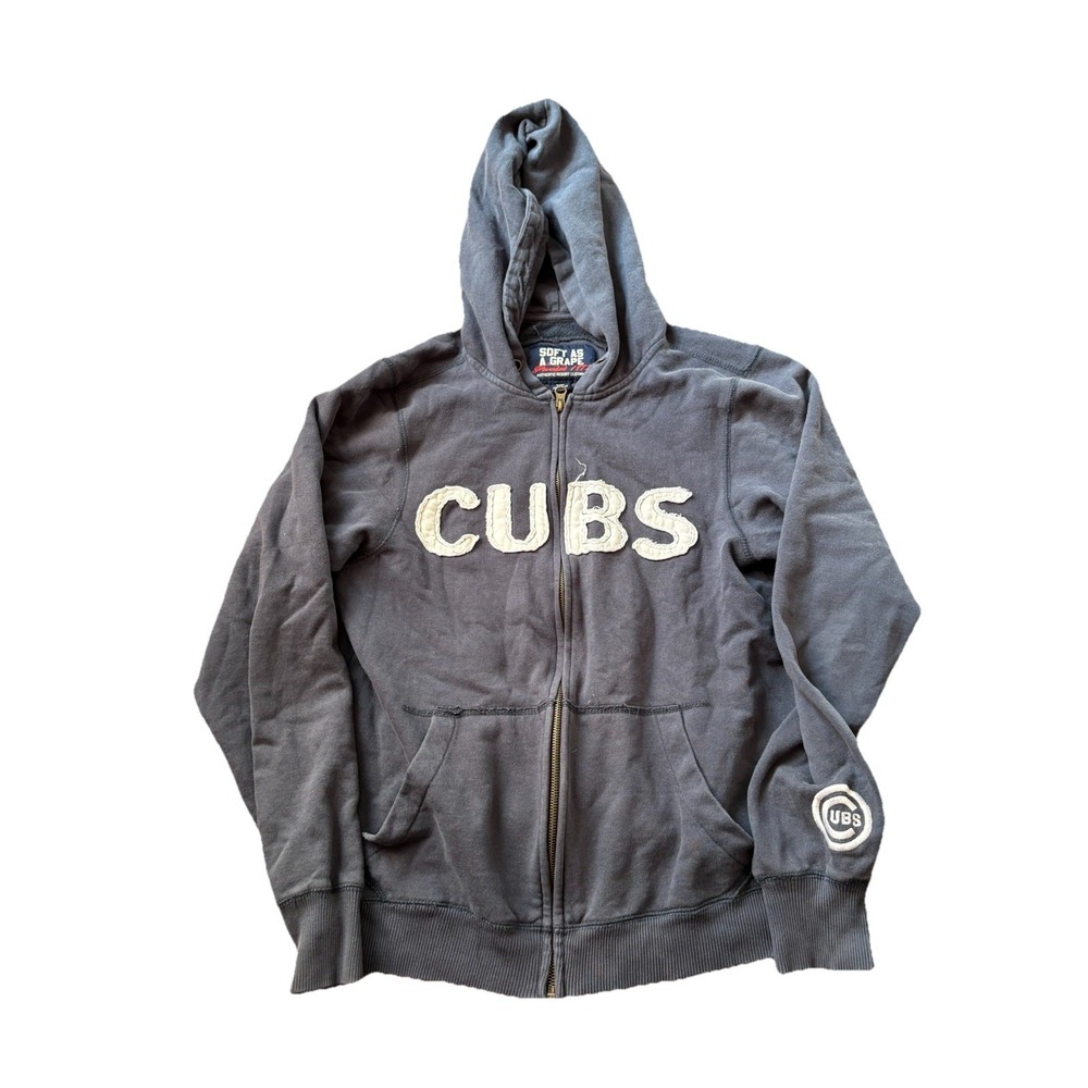 Chicago Cubs Hoodie Women's L‎ Blue White Ladies Full Zip Sweater MLB Sweatshirt